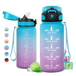 KollyKolla Drinkfles voor kinderen, 500 ml, motiverende drinkfles met rietje, sportwaterfles met tijdweergave, drinkfles voor volwassenen, fiets, reizen