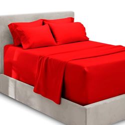 Hearth & Harbor extra djupa fickark – passar madrass 45 cm djup – extra djup ficka full storlek lakanset – 6 delar fullstora ark – full ark djup ficka – körsbärsröda lakan