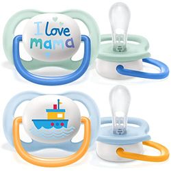 Smoczek Ultra Air Philips Avent, dla dzieci do 6 miesiąca życia, ortodontyczny i bez bisfenolu A, 2 szt., w zestawie sterylizator/torba do przenoszenia, SCF080/01