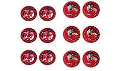 ALMACENESADAN-4789, Pack, Miraculous composé 23 cm et de 6 Assiettes en Carton Lady Bug, idéal pour Les fêtes et Les Anniversaires, 8435510347895