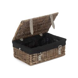 Red Hamper EH168B Black Antique Wash Black Lining 35cm Empty Wicker Hamper Basket