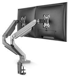 RICOO computermonitor tafelbeugel 2 monitoren TS8811 Ergonomische pc-schermstandaard voor 13-27 inch (tot 8 kg, VESA 100x100) mechanische veer bureaustandaardvoet