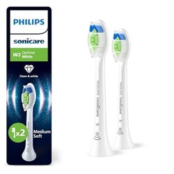 Philips Sonicare W2 Optimal White, cabezales de cepillo dental de repuesto originales, blanco, paquete de 2, HX6062/87