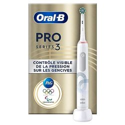 Oral-B Pro 3, Brosse À Dents Électrique Blanche Pour Adultes, Édition Spéciale, Modes De Nettoyage Avec Blancheur Et Sensibilité Pour Protéger Les Gencives, 1 Brossettes De Rechange, 1 Chargeur