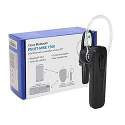 Auricular Bluetooth PNI BT-Mike 7500 com PTT, canal duplo compatível com PNI BT-DONGLE 8001 e telemóvel