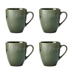 Mikasa Jardin Set di 4 tazze, verde, Set di 4 tazze, 420 ml in gres per tè e caffè - Confezione regalo e lavabile in lavastoviglie