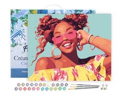 Figured'Art Peinture par Numéro Adulte avec Cadre Rire éclatant - Activité Manuelle Kit de Loisir Créatif DIY Numéro d'Art Complet - 40x50cm toile tendue sur châssis