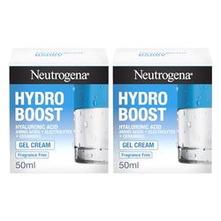 Neutrogena Hydro Boost Crema Gel, Crema idratante viso in gel leggero, Crema viso Acido Ialuronico per un'idratazione intensa, Ideale per pelle secca e sensibile, 2 x 50 ml - Esclusiva Amazon
