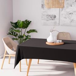 Soleil d'ocre Toalha de mesa antimanchas, retangular, preta, 140 x 300 cm