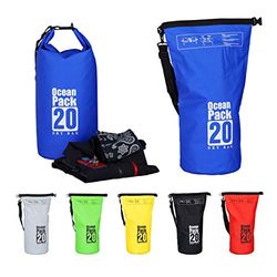 Relaxdays Ocean Pack, 20 l, vattentät, packsäck, lätt torrväska, torrväska, segling, skidåkning, snowboard, färg, blå, skolryggsäck