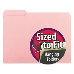 Interior File Folders, 1/3 Cut Top Tab, Letter, Pink, 100/Box