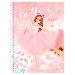 Depesche Crea il tuo TOPModel Ballet - libro da colorare con 60 pagine per creare abiti da ballo, libro a spirale con 3 fogli di adesivi decorativi