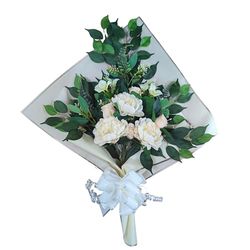 DRW Bouquet de fleurs artificielles pour cimetière à mettre dans un pot, un vase ou sur une tombe 73 x 63 x 20 cm (pivoines)
