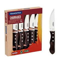 Tramontina - Couteaux à steak Jumbo. 6pcs inox et bois.