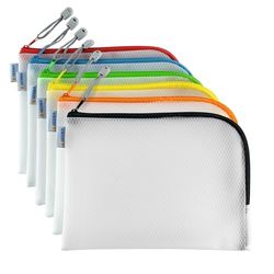HERMA 20007 Borsa da toilette con cerniera A5, confezione da 10, trasparente (26 x 20 cm) piccola custodia con cerniera per cellulare, liquidi, trucco, spazzolino da denti, cosmetici, colori assortiti