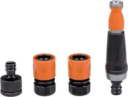 BLACK+DECKER Set di 4 raccordi per tubo da giardino, per tubi da giardino, 2 fermapacqua/distanziatori – nero/arancione