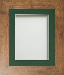 Frame Company Watson Range Rustic 20x16 inch Picture Photo Frame with Bottle Green Mount for Image A3 *Choice of Sizes* Fitted with Real Glass