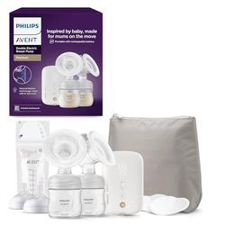 Philips Avent dubbel elektrisk bröstpump, sjukhusstyrka och laddningsbar motor, inspirerad av barns naturliga sugrörelse, resefodral, modell SCF398/31