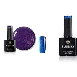 Bluesky Gel Nail Polish, Plum Shine A003, Dark, Glitter, Plum, Purple and Icicle, S07N, Soak Off Nail Gel Polish, Blue Glitter, 10ml,(Requires Drying Under UV LED Lamp)