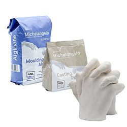 Algaplay Michelangelo Kit Refill. Kit de Recarga Michelangelo con alginato cromático y Yeso sintético tixotrópico para Crear una Escultura de Manos. (L)