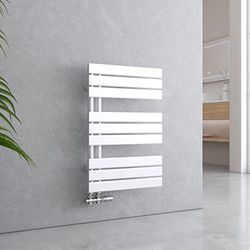 EMKE Badradiator plat 762 x 500 mm wit, handdoekverwarmer, kleine handdoekdroger, paneel handdoekhouder zijaansluiting voor water 397 W