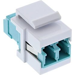 InLine 89988B LWL Keystone Snap-in koppeling wit, duplex LC/LC, multimode, turquoise, keramische huls