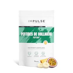 Peptides de Collagène Peptan 300g - Complément alimentaire avec Collagène Bovin - Articulation, Récupération, Peau - Sport et Mobilité - Goût Exotique - Fabriqué en France - IMPULSE NUTRITION