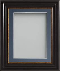 Frame Company Emson Black Picture Photo Frame with Blue Mount - A4 for pic size 10x6 *Choice of Sizes* Fitted with Real Glass