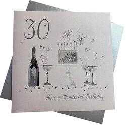 WHITE COTTON CARDS Grande Carte d'anniversaire Faite Main 30e Anniversaire