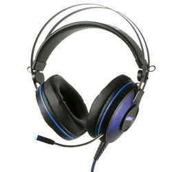 Konix Mythics Casque Gaming Filaire PS-U700 7.1 pour PS4 - Haut-parleurs 50 mm - Microphone - Câble 1,8 m - Prise USB - Noir et Bleu