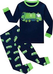 CM-Kid 2 Pezzi Pigiama Neonato Autunno Inverno Pigiama Manica Lunga Bambino Camion della Spazzatura Cotone t-Shirt Pantaloni Set (7-8 Anni)