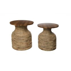 Romimex Set de mesas Natural Fibra Madera MDF 2 Piezas
