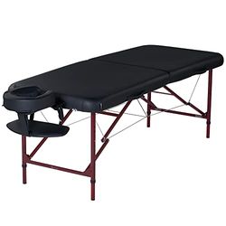 Master Massage Zephyr 71 cm van licht, ideaal voor het transporteren van praktijk, wellness, spa, zwart, 1 mobiele aluminium massagestoel, cosmetica-ligstoel, fysiobank, inklapbaar, ultralicht,