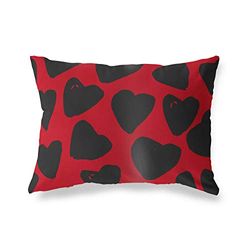 BonaMaison Fundas para Cojínes, Negro Rojo Funda de Almohada para Sofá Coche Silla Oficina Cama Decorativa Moderna Decoración del Hogar, 45x60 Cm - Diseñado y Fabricado en Turquía