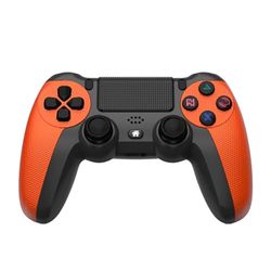 NK Mando para PS4 / PS3 / PC/Móvil Inalámbrico - Wireless Controller con 2-Shock, Función Detección 6 ejes, Luz LED, Panel Táctil, Entrada para Auriculares, Cable de Carga incluido - Naranja