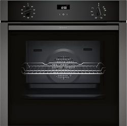 NEFF, N50, B1ACE4AG3B, 60cm Built-in Single Oven features Eco Clean with Easy Clean, CircoTherm, Energy Efficiency Class A+ and LCD-Display in Graphite-Grey