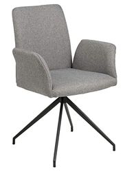 AC Design Furniture Naila Carver Sedia da Pranzo 1 pezzo Sedia da Cucina Con Braccioli Rivestimento Grigio Gambe in Metallo Nero Con Girevole H: 88 x L: 59 x P: 59 cm