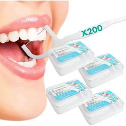 Vidaprime Fils Dentaire 200 Unités Porte-fil dentaire - Arc Dentaire Réutilisable Fil Dentaire pour Enfants et Adultes Cure dents avec fil dentaire reutilisable - Fils Dentaire avec manche