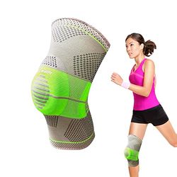 EDIFIT, Rodillera Deportiva, para Menisco y Ligamentos, Trabajo, Crossfit, Compresión, Ajustable,con Estabilizadores Laterales y Almohadilla de Gel (Amarillo, XL)