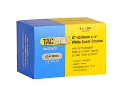 Tacwise 0980 - grampos de cabos série CT-45, branco, 8 mm, conjunto de 5 caixas x 1000 unidades