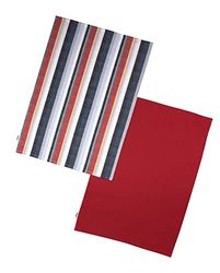 Dexam Recycled Cotton Striped Set of 2 Tea Towels - Red