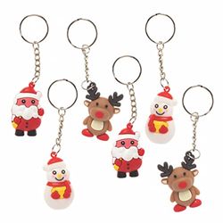 Baker Ross FC236 Kerstfiguur Sleutelhangers - Set van 6, Sleutelhangers voor kinderen, nieuwigheidsspeelgoed voor kinderen, ideaal voor feestzakjes, zakkenvullers en kleine geschenken