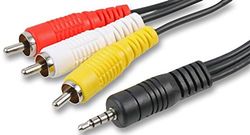 Pro Signal PSG00670 3.5mm 4 Pole Jack Plug to 3x Phono (RCA) Plugs Lead, 10m, Black