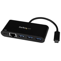 StarTech.com Adaptador multiportas USB-C de rede Ethernet com hub de 3 portas USB 3.0 e entrega de energia