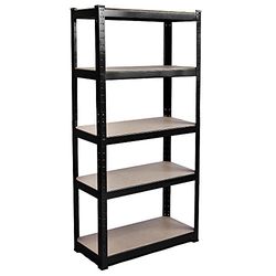 Home Vida 5 Tier Layer Plank Opslag Rekken Rack Heavy Duty Keuken Garage Rekken Eenheid, 875 Kgs Capaciteit, Zwart
