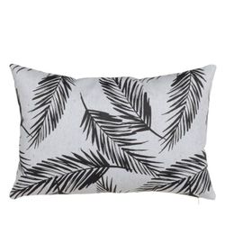 BigBuy Home Kudde polyester bomull vit svart blad 45 x 30 cm