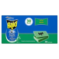 Raid Recharges pour Diffuseur ?lectrique en Plaquettes, Moustiques et Moustiques Tigres, Senteur Eucalyptus, Insecticide, recharges 30 - Lot de 4