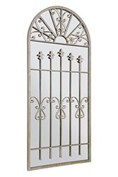 MirrorOutlet New Large Gothic Designed Arched Stone Coloured Outside Garden Wall Mirror 4ft7 x 2ft2 140cm x 65cm, Ivory, GMA026
