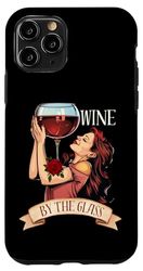 Carcasa para iPhone 11 Pro Estilo Vintage Amante Del Vino Retro Mujer Sosteniendo Copa De Vino