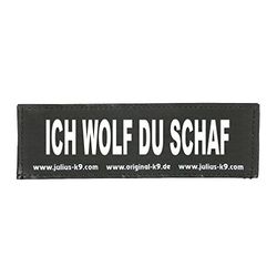 Interchangeable Patches, 1 pair, ICH WOLF DU SCHAF, Size: Small, Black